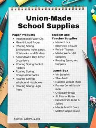 Union Made School Supplies