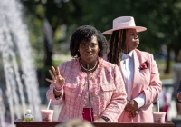 October 3, 2023: Senator Christine Tartaglione joins the PA Breast Cancer Coalition as they kickoff Breast Cancer Awareness Month by turning the State Capitol East Wing Fountain pink. The PA Breast Cancer Coalition celebrating its 30th anniversary this year.