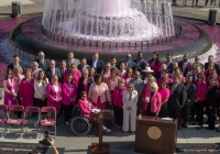 October 3, 2023: Senator Christine Tartaglione joins the PA Breast Cancer Coalition as they kickoff Breast Cancer Awareness Month by turning the State Capitol East Wing Fountain pink. The PA Breast Cancer Coalition celebrating its 30th anniversary this year.