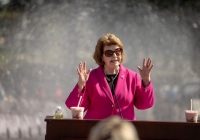 October 3, 2023: Senator Christine Tartaglione joins the PA Breast Cancer Coalition as they kickoff Breast Cancer Awareness Month by turning the State Capitol East Wing Fountain pink. The PA Breast Cancer Coalition celebrating its 30th anniversary this year.