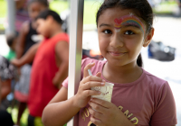 August 8, 2019 – State Sen. Christine Tartaglione’s Community Picnic was a huge hit with the children and their families who gathered at Fairhill Square Park today to delight in free music, hot dogs, soft pretzels, water ice, face painting, and the senator’s popular back-to-school backpack giveaway. Hundreds of youths walked away wearing new school bags on their shoulders and smiles on their faces.