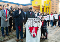 January 8, 2020: Senate Democrats stood at sunrise today with House colleagues, parents, teachers and city officials outside Carnell Elementary School to decry the continued contamination of Philadelphia schools and demand at least $170 million from the state’s Rainy Day Fund to remediate toxic schools. Carnell has been closed since mid-December due to asbestos contamination.