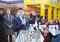 January 8, 2020: Senate Democrats stood at sunrise today with House colleagues, parents, teachers and city officials outside Carnell Elementary School to decry the continued contamination of Philadelphia schools and demand at least $170 million from the state’s Rainy Day Fund to remediate toxic schools. Carnell has been closed since mid-December due to asbestos contamination.