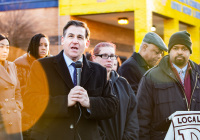 January 8, 2020: Senate Democrats stood at sunrise today with House colleagues, parents, teachers and city officials outside Carnell Elementary School to decry the continued contamination of Philadelphia schools and demand at least $170 million from the state’s Rainy Day Fund to remediate toxic schools. Carnell has been closed since mid-December due to asbestos contamination.