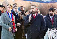 January 8, 2020: Senate Democrats stood at sunrise today with House colleagues, parents, teachers and city officials outside Carnell Elementary School to decry the continued contamination of Philadelphia schools and demand at least $170 million from the state’s Rainy Day Fund to remediate toxic schools. Carnell has been closed since mid-December due to asbestos contamination.