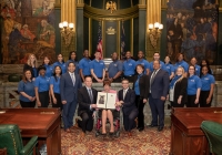 March 19, 2019: Senator Christine Tartaglione and State Rep. Jared Solomon hosted volunteers from the International We Love U Foundation at the Pennsylvania Capitol today and presented them with a Certificate of Recognition for their many community service projects in the 2nd Senatorial District and Greater Philadelphia.