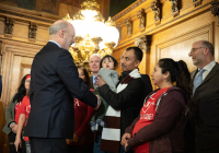 January 28, 2020:  Senator Tartaglione join the governor and workers to  call to raise Pennsylvania’s minimum wage.