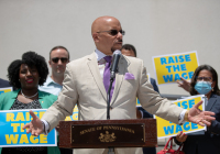 July 9, 2021: Hughes, Tartaglione Mark 15th Anniversary of Minimum Wage Bill with State’s Leaders