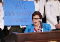 April 8, 2024: Joined by hundreds of pharmacy students and representatives of independent pharmacies, Sen. Tartaglione spoke at a rotunda rally in support of tighter regulations on insurance companies’ use of pharmacy benefit managers.  Tartaglione is a co-sponsor of Senate Bill 1000 which would improve oversight of PBM practices and prohibit certain activities such as patient steering.