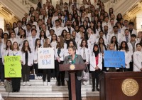 April 8, 2024: Joined by hundreds of pharmacy students and representatives of independent pharmacies, Sen. Tartaglione spoke at a rotunda rally in support of tighter regulations on insurance companies’ use of pharmacy benefit managers.  Tartaglione is a co-sponsor of Senate Bill 1000 which would improve oversight of PBM practices and prohibit certain activities such as patient steering.