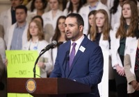 April 8, 2024: Joined by hundreds of pharmacy students and representatives of independent pharmacies, Sen. Tartaglione spoke at a rotunda rally in support of tighter regulations on insurance companies’ use of pharmacy benefit managers.  Tartaglione is a co-sponsor of Senate Bill 1000 which would improve oversight of PBM practices and prohibit certain activities such as patient steering.