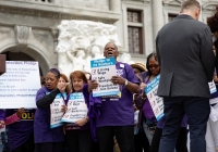 April 9, 2019: Senator Christine Tartaglione joins SEIU at state Capitol rally for better workers' rights.