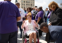 April 9, 2019: Senator Christine Tartaglione joins SEIU at state Capitol rally for better workers' rights.