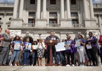 April 9, 2019: Senator Christine Tartaglione joins SEIU at state Capitol rally for better workers' rights.