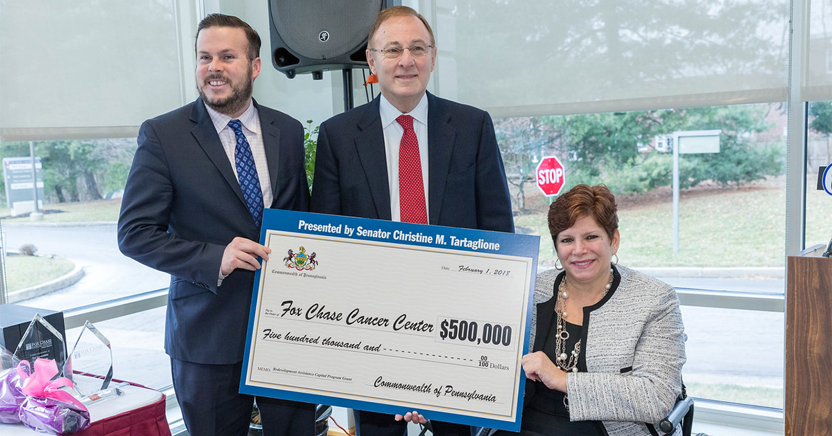 Sen. Tartaglione Delivers $500,000 State Grant to Fox Chase Cancer Center for Infusion Center Expansion