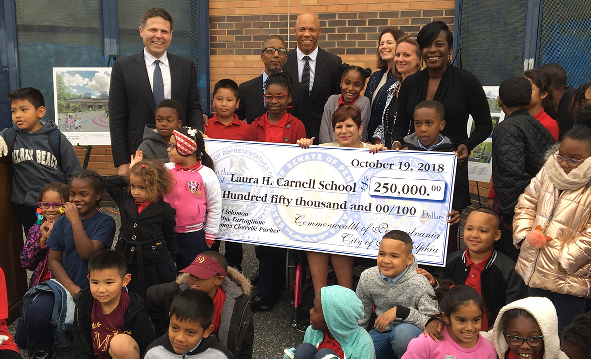 State and City Officials Present $250,000 in Funding for New Green Playspace at Philadelphia Elementary School