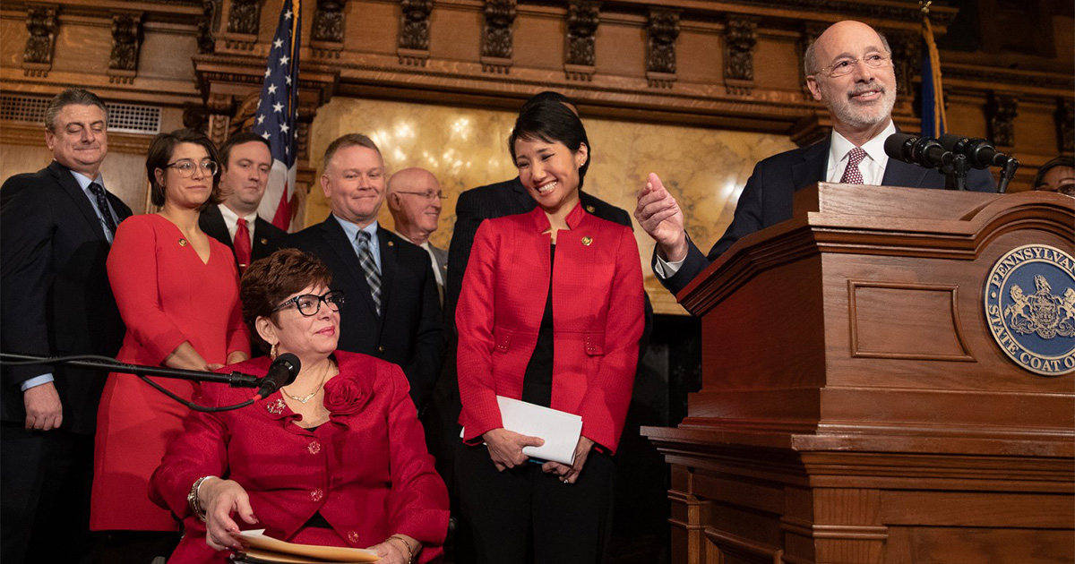 Senator Christine Tartaglione, Rep. Patty Kim, Gov. Tom Wolf