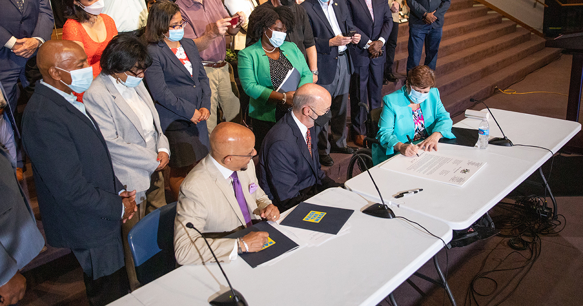 Senator Vincent Hughes, Gov. Wolf, Senator Christine Tartaglione